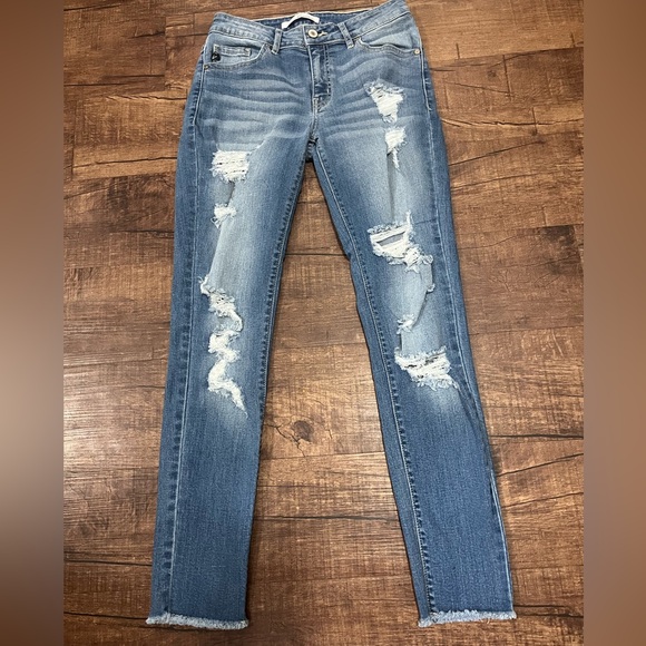 KanCan Distressed Blue Skinny Jeans Size 26 - Picture 2 of 9
